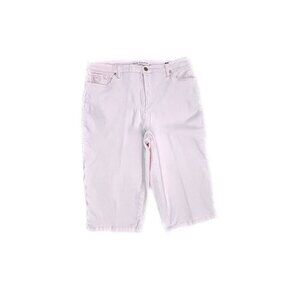Gloria Vanderbilt Amanda Embroidered Skimmer Women's size 16 Pink Jean Shorts